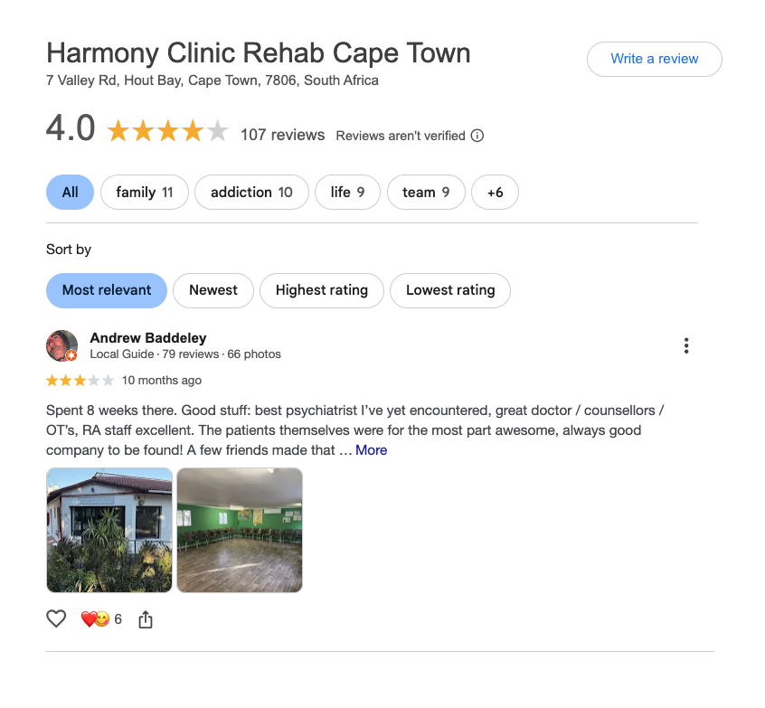 harmony clinic rehab reviews
